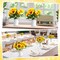 Spring Tabletop Decor – 6 Sets Artificial Sunflower Centerpieces with White Vase, Rustic Faux Sunflowers for Tables, Kitchen, Dining, and Farmhouse Home Décor